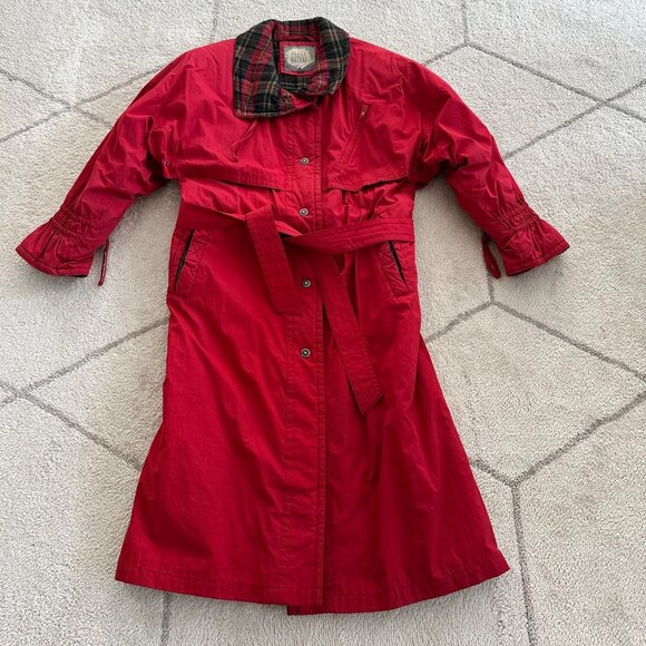 Vintage 90s Red Fleet Street Full-Length Insulated & Belted Winter Coat  Sz 10 - Picture 9 of 9